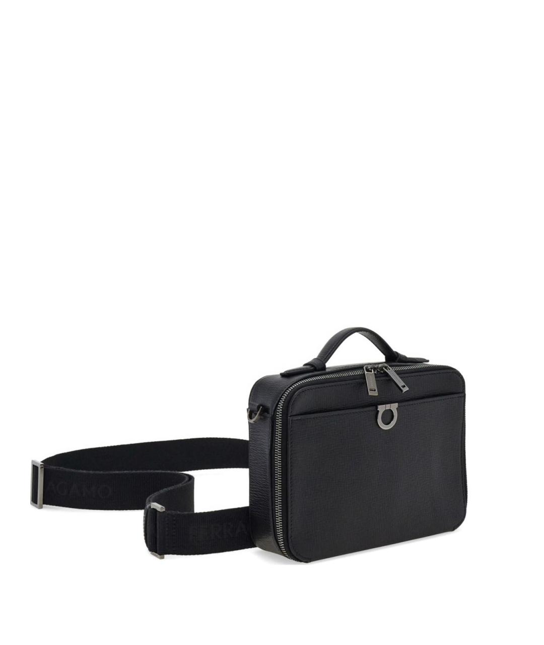 FERRAGAMO Черная кожаная сумка на плечо, фото 4