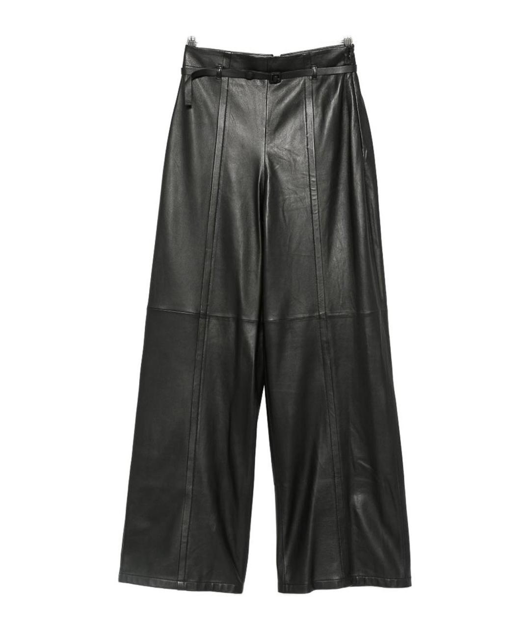EMPORIO ARMANI Черные кожаные брюки широкие, фото 1