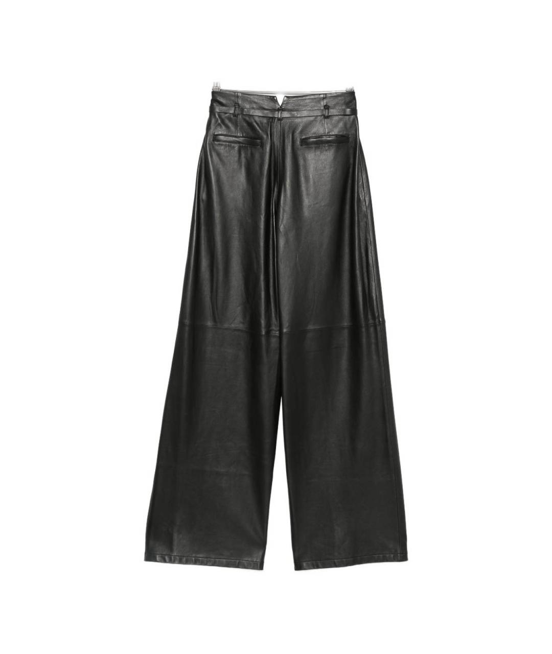 EMPORIO ARMANI Черные кожаные брюки широкие, фото 3
