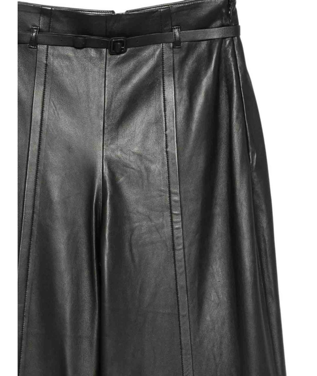 EMPORIO ARMANI Черные кожаные брюки широкие, фото 2