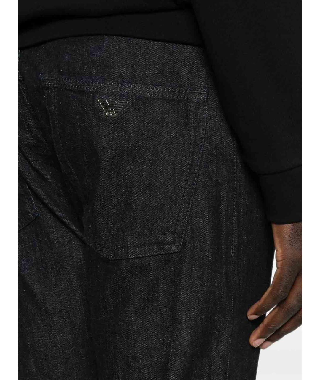 EMPORIO ARMANI Черные хлопковые прямые джинсы, фото 4
