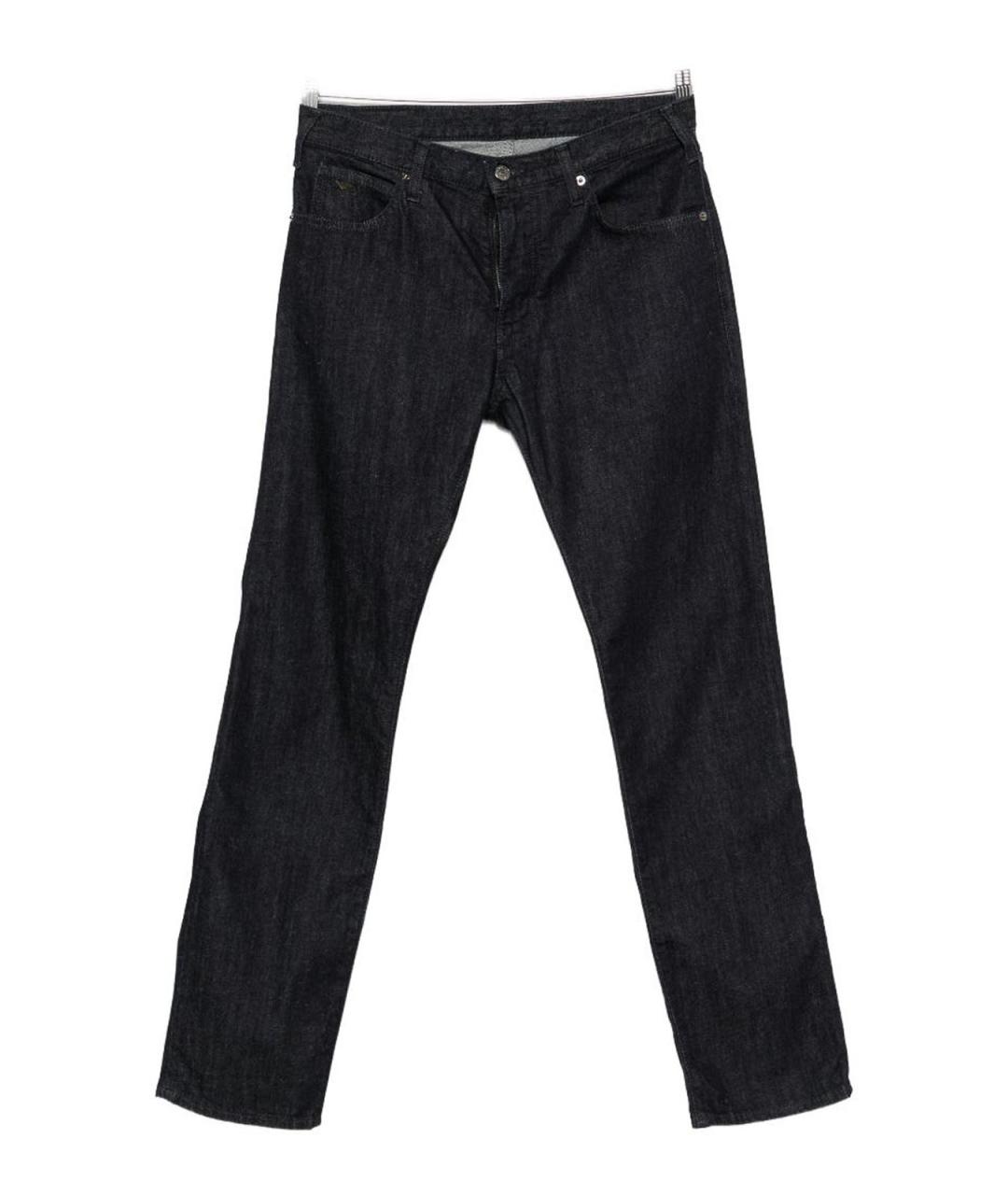 EMPORIO ARMANI Черные хлопковые прямые джинсы, фото 1