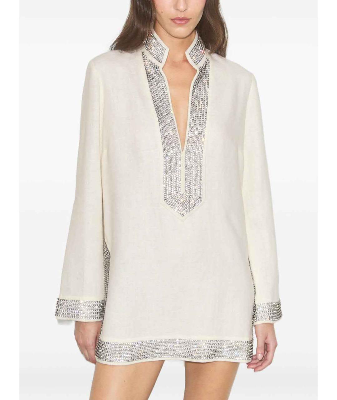 TORY BURCH Бежевое льняное повседневное платье, фото 3