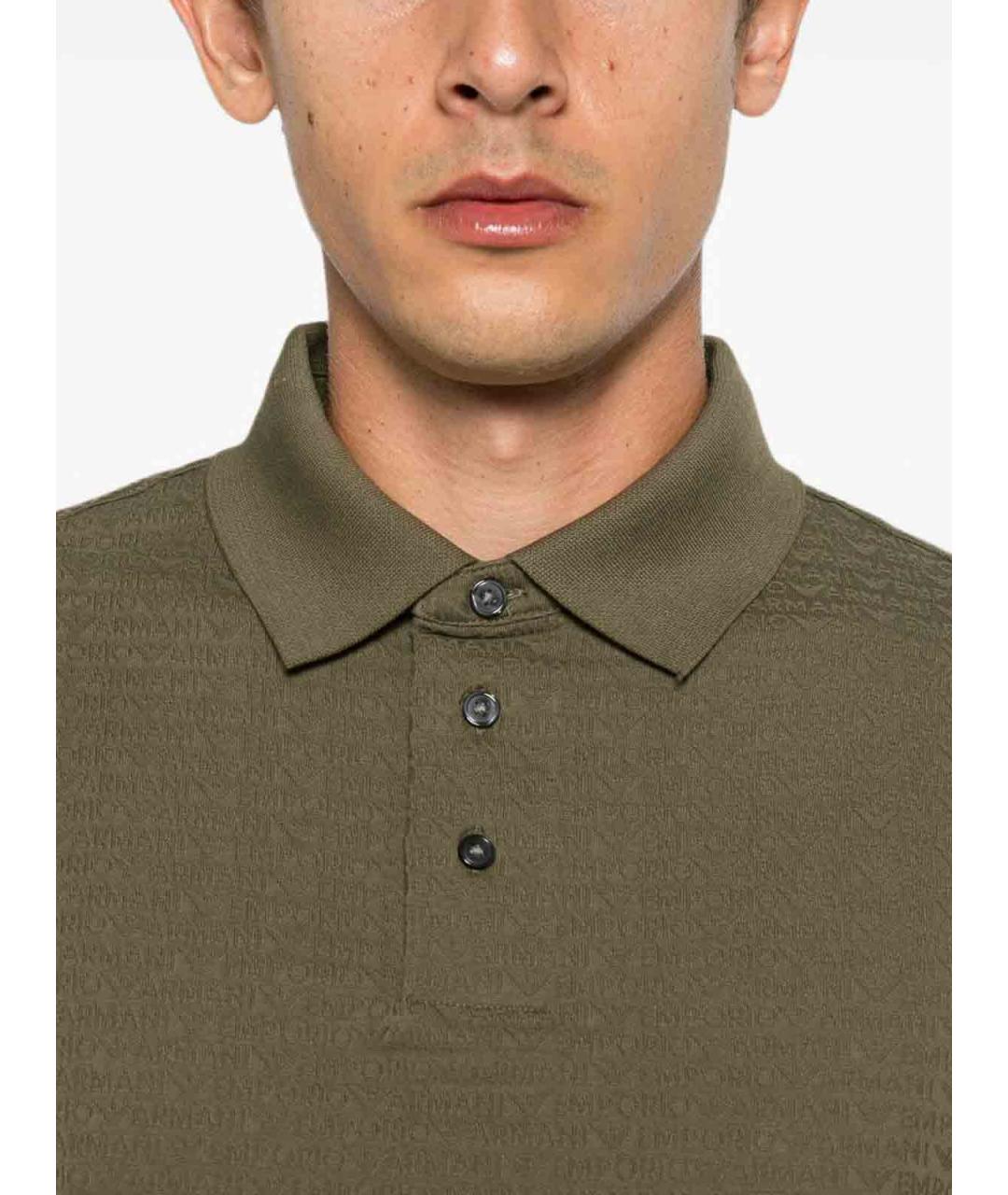 EMPORIO ARMANI Зеленое хлопковое поло с коротким рукавом, фото 3