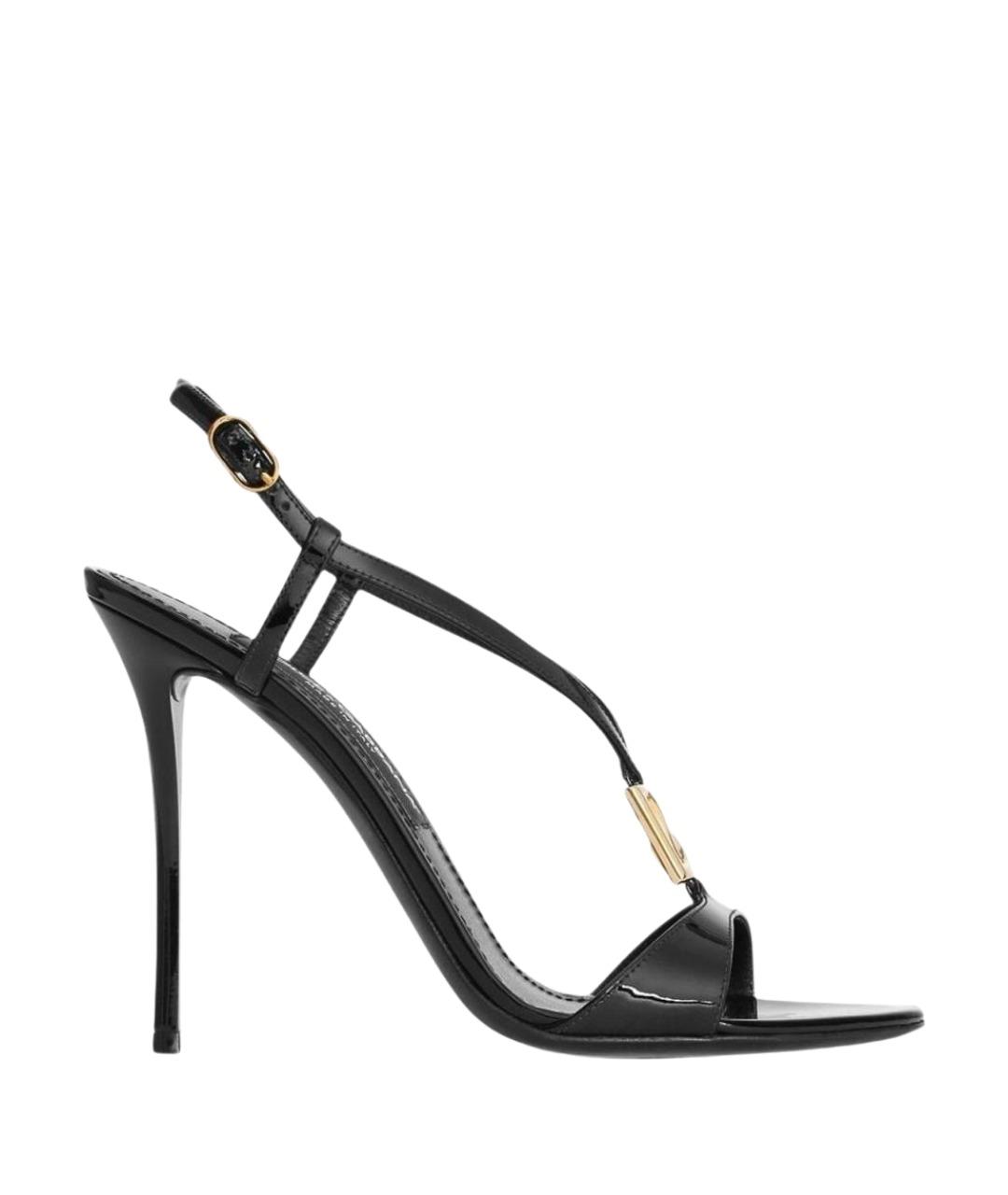 DOLCE&GABBANA Черные кожаные босоножки, фото 1