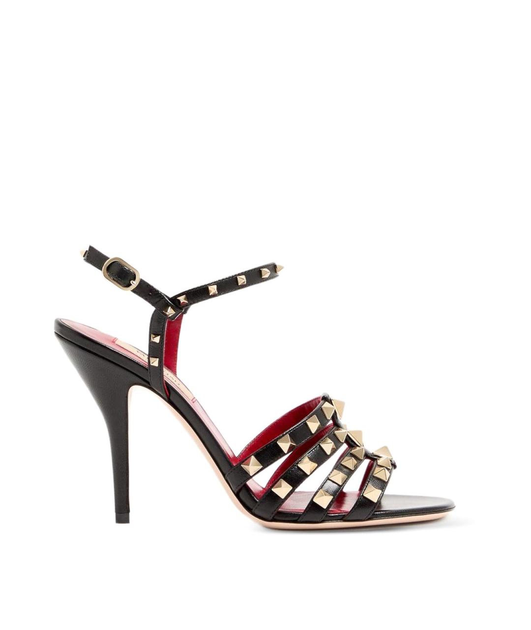 VALENTINO Черные кожаные босоножки, фото 1