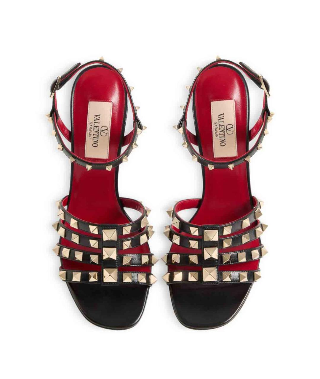VALENTINO Черные кожаные босоножки, фото 7