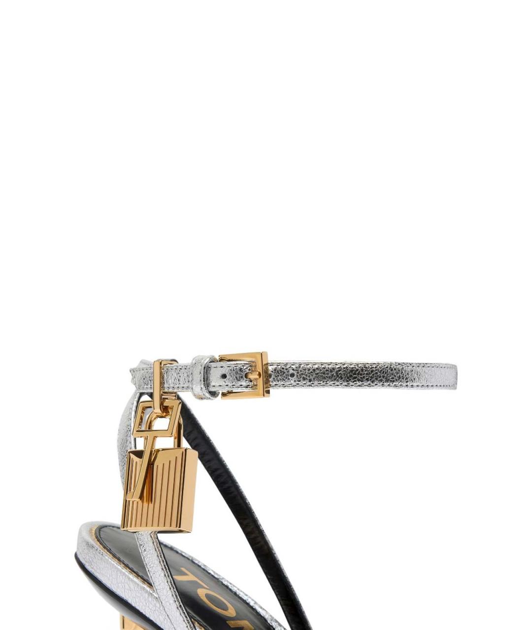 TOM FORD Серебряные кожаные босоножки, фото 2