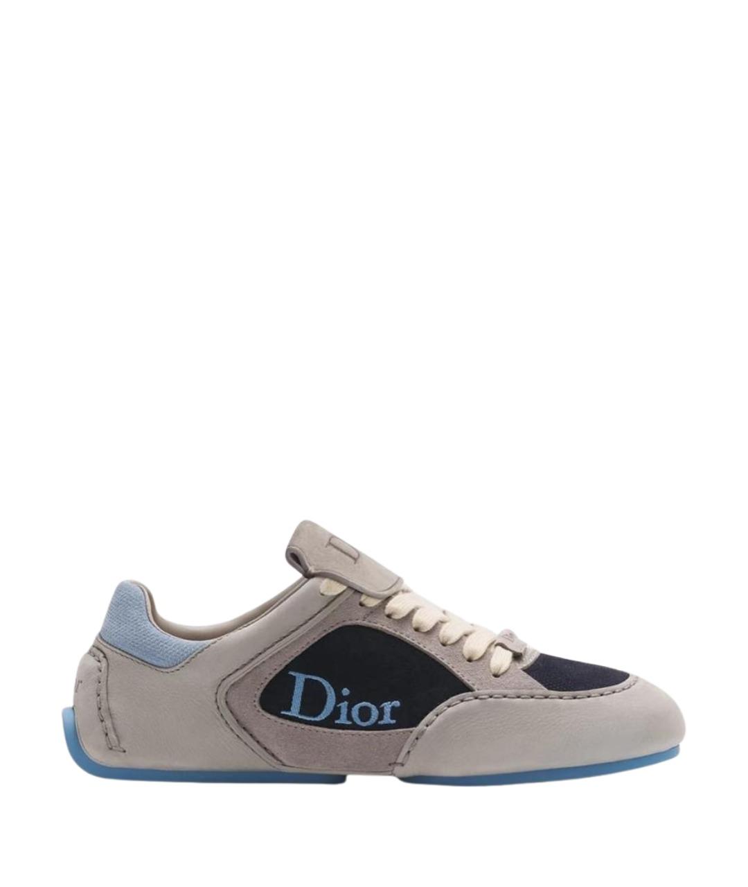 CHRISTIAN DIOR Серые нубуковые низкие кроссовки / кеды, фото 1