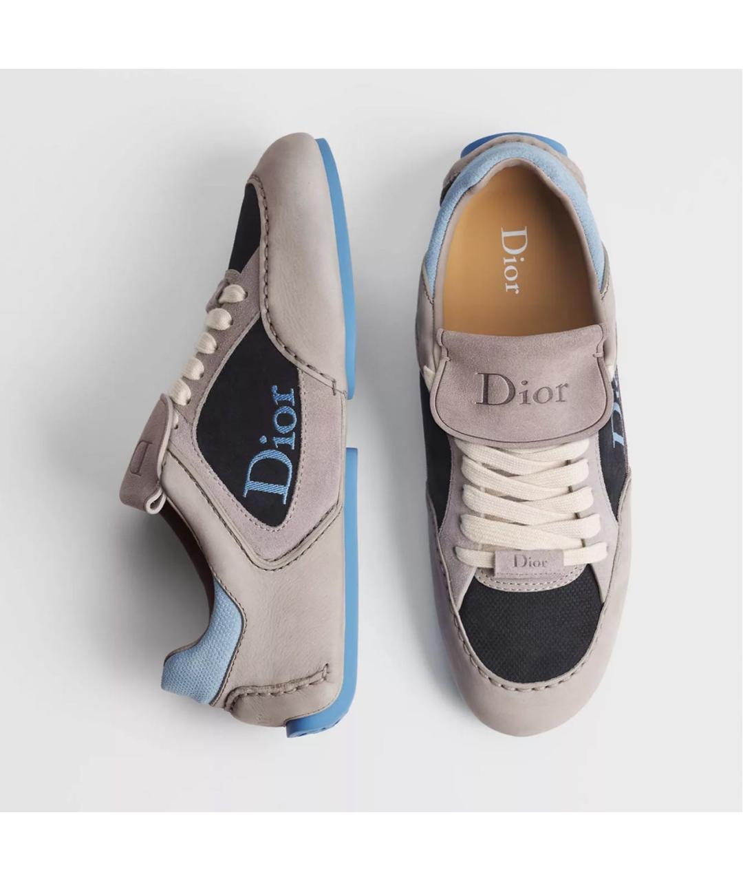 CHRISTIAN DIOR Серые нубуковые низкие кроссовки / кеды, фото 2