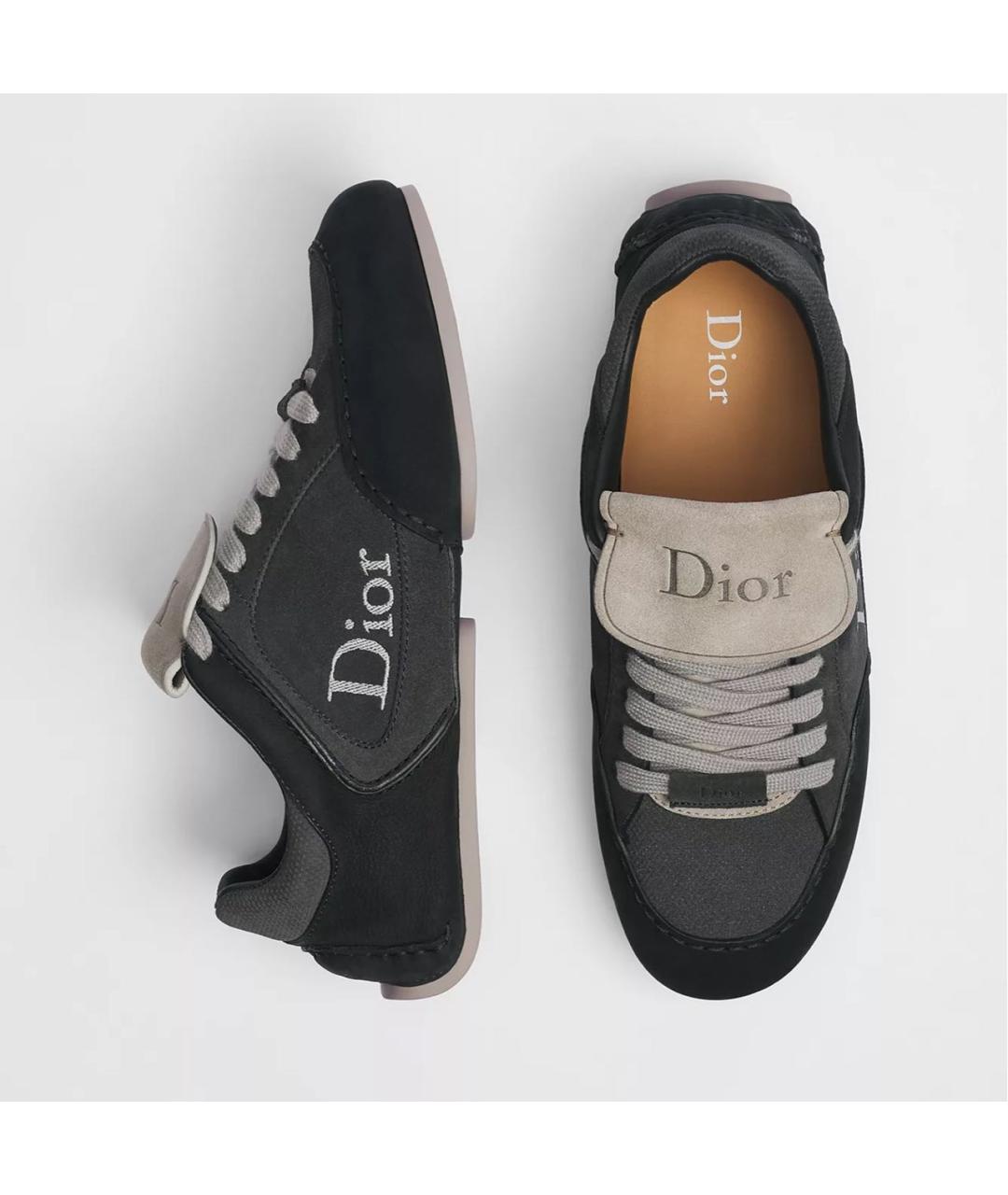 CHRISTIAN DIOR Черные нубуковые низкие кроссовки / кеды, фото 2
