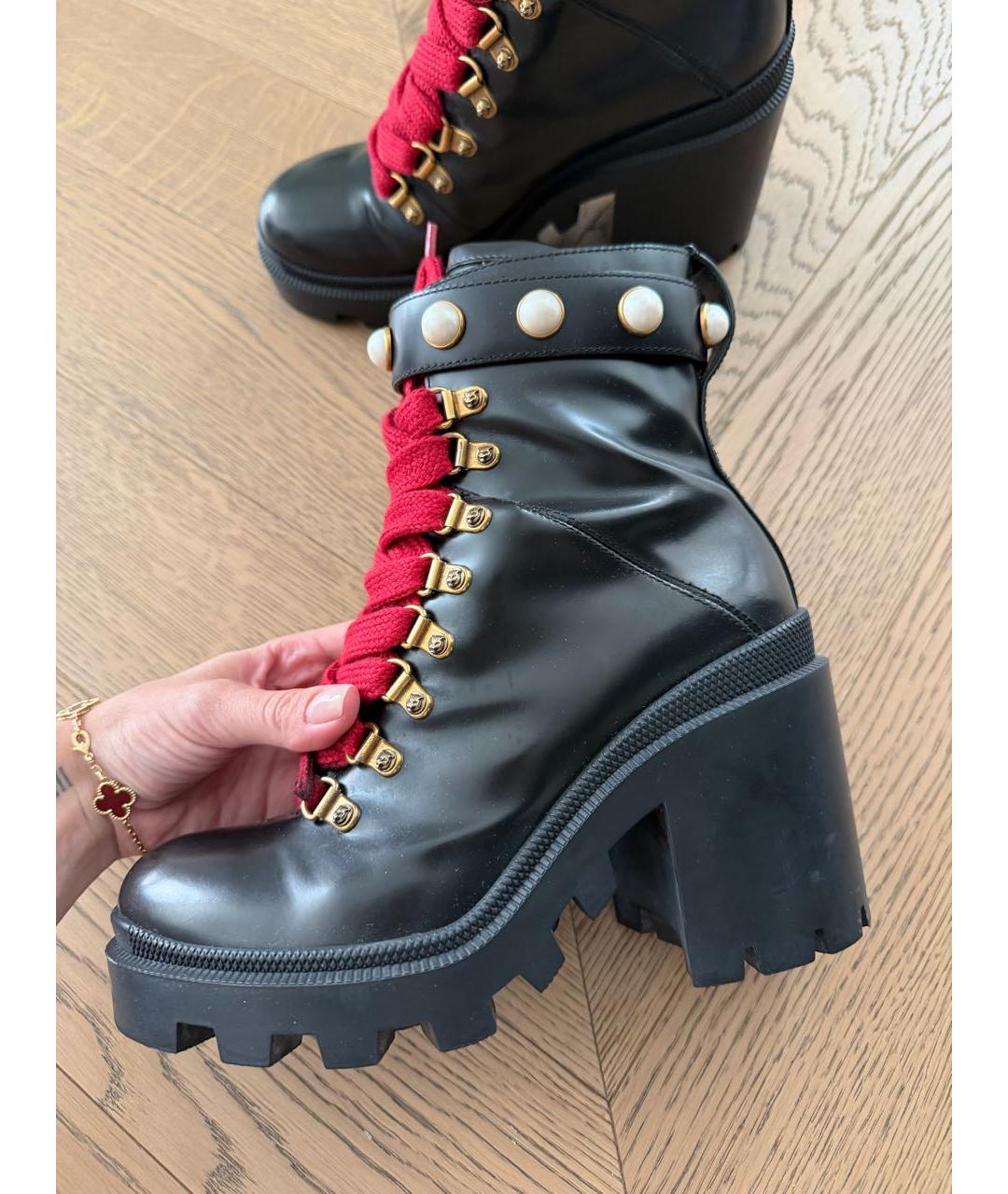 GUCCI Черные кожаные ботинки, фото 2