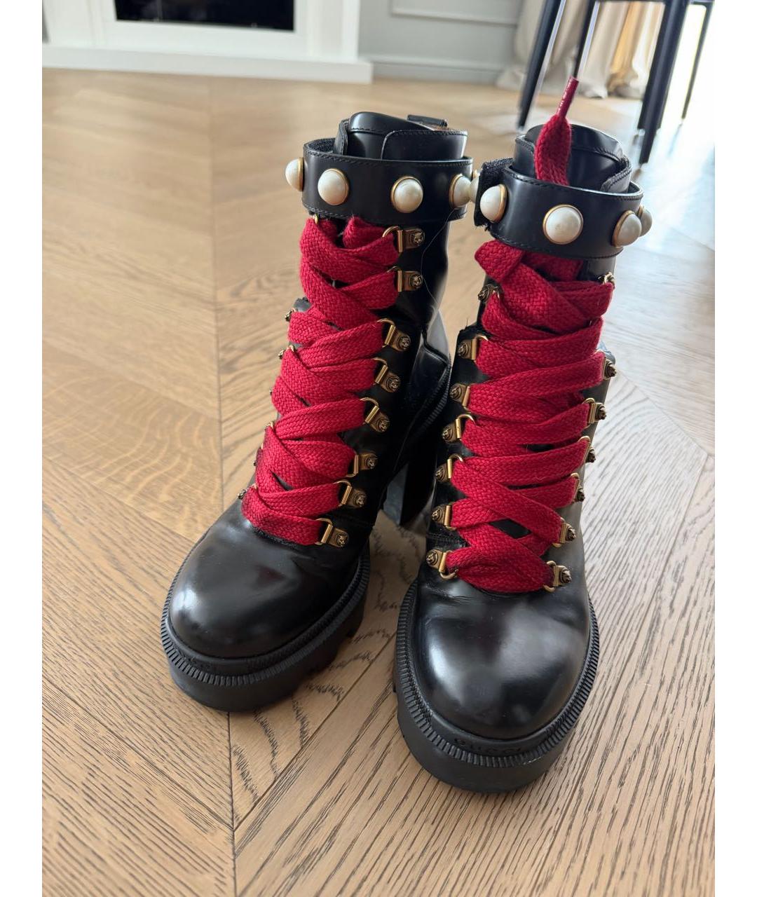 GUCCI Черные кожаные ботинки, фото 3