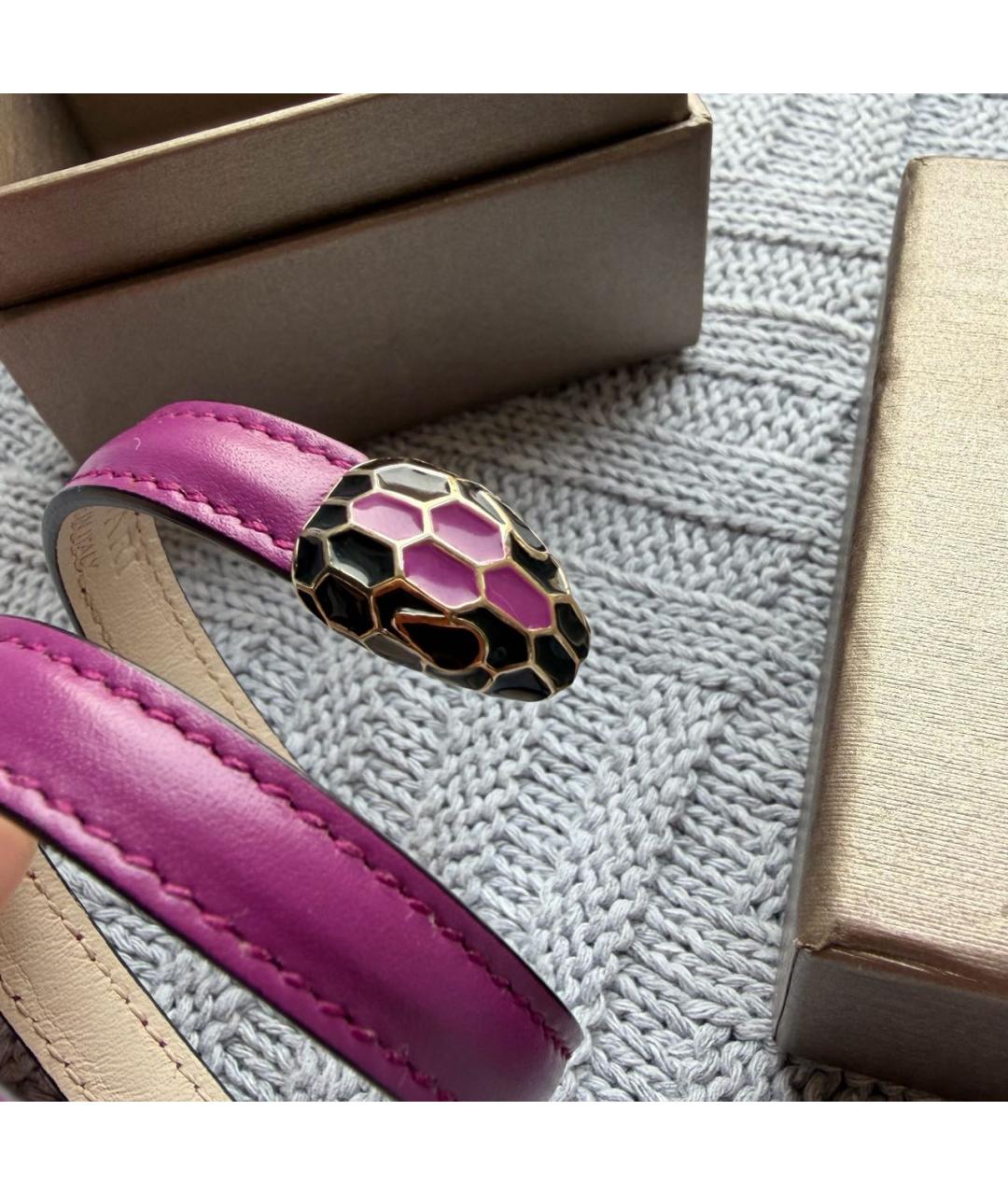 BVLGARI Фиолетовый кожаный браслет, фото 8