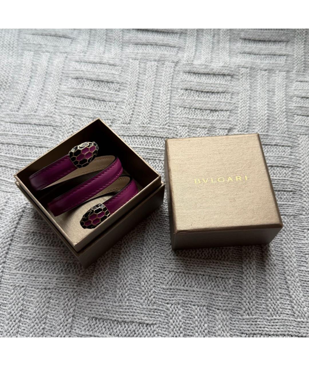 BVLGARI Фиолетовый кожаный браслет, фото 2