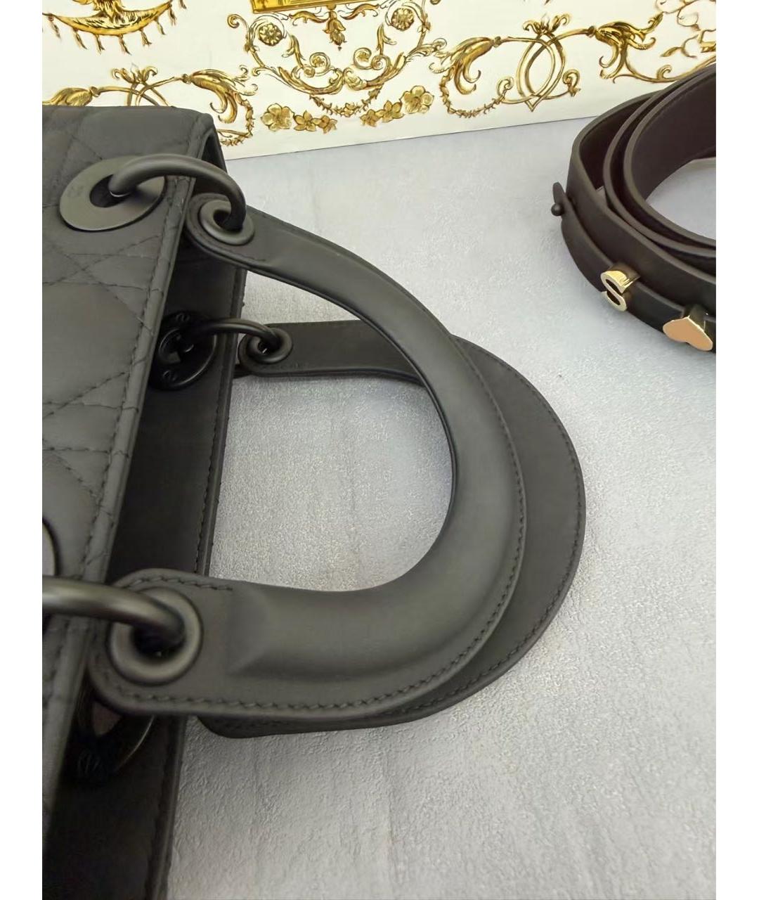 CHRISTIAN DIOR Черная кожаная сумка с короткими ручками, фото 7