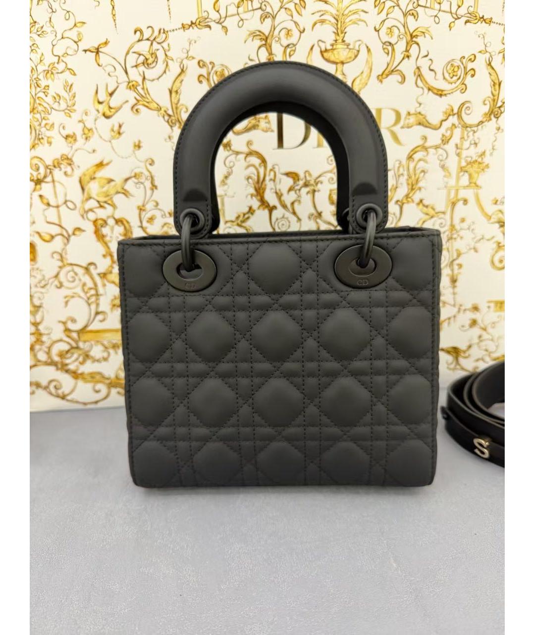 CHRISTIAN DIOR Черная кожаная сумка с короткими ручками, фото 3