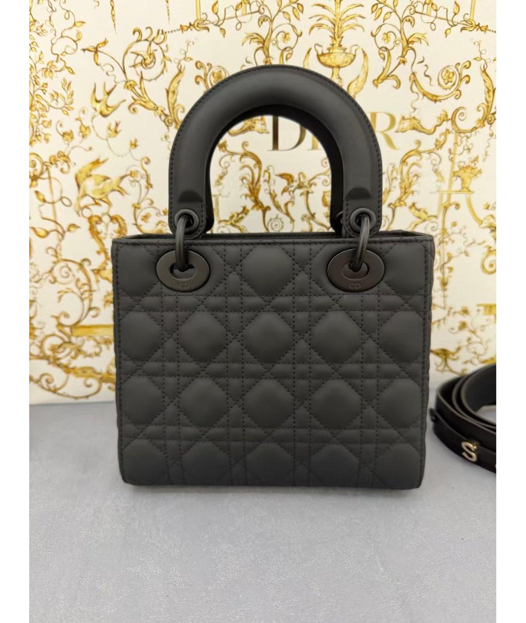 CHRISTIAN DIOR Черная кожаная сумка с короткими ручками, фото 2