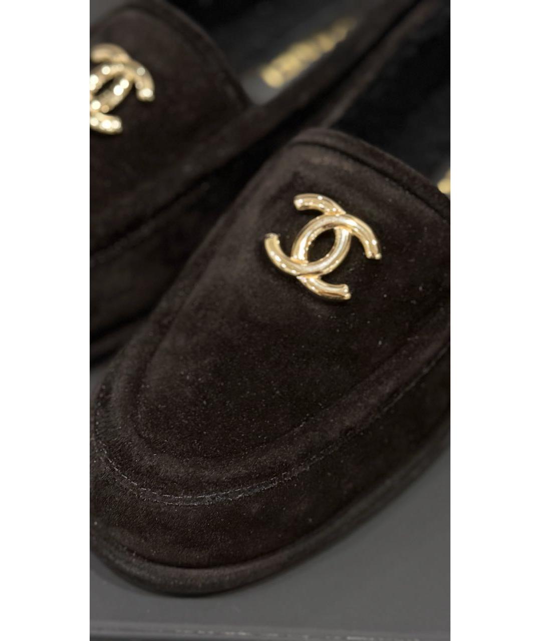 CHANEL Черные замшевые лоферы, фото 6