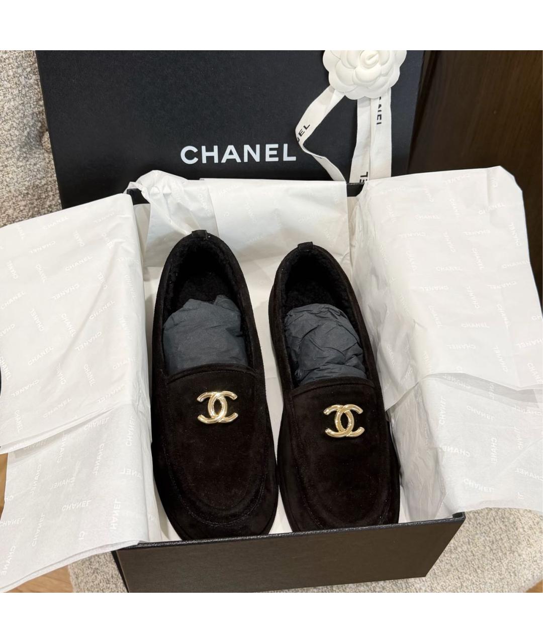 CHANEL Черные замшевые лоферы, фото 2