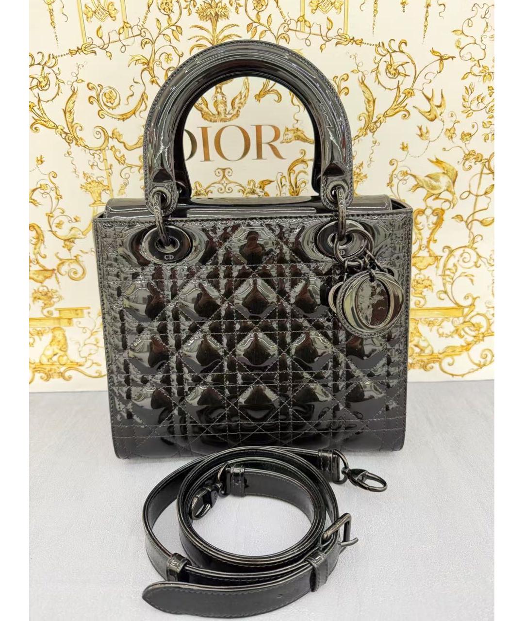 CHRISTIAN DIOR Черная сумка тоут из лакированной кожи, фото 9