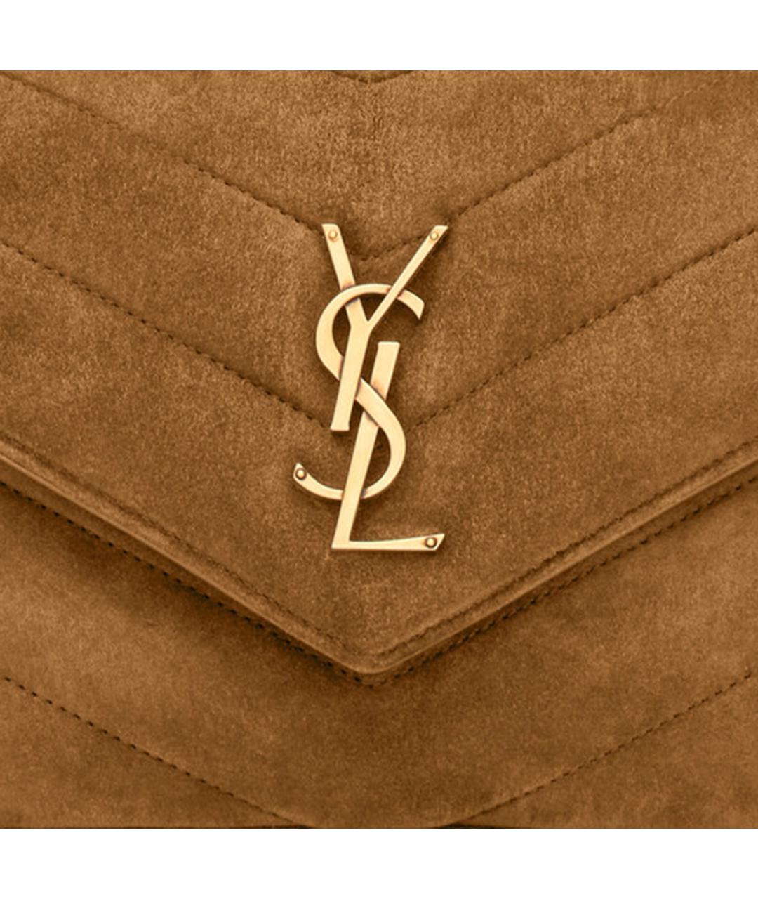 SAINT LAURENT Коричневая замшевая сумка через плечо, фото 4