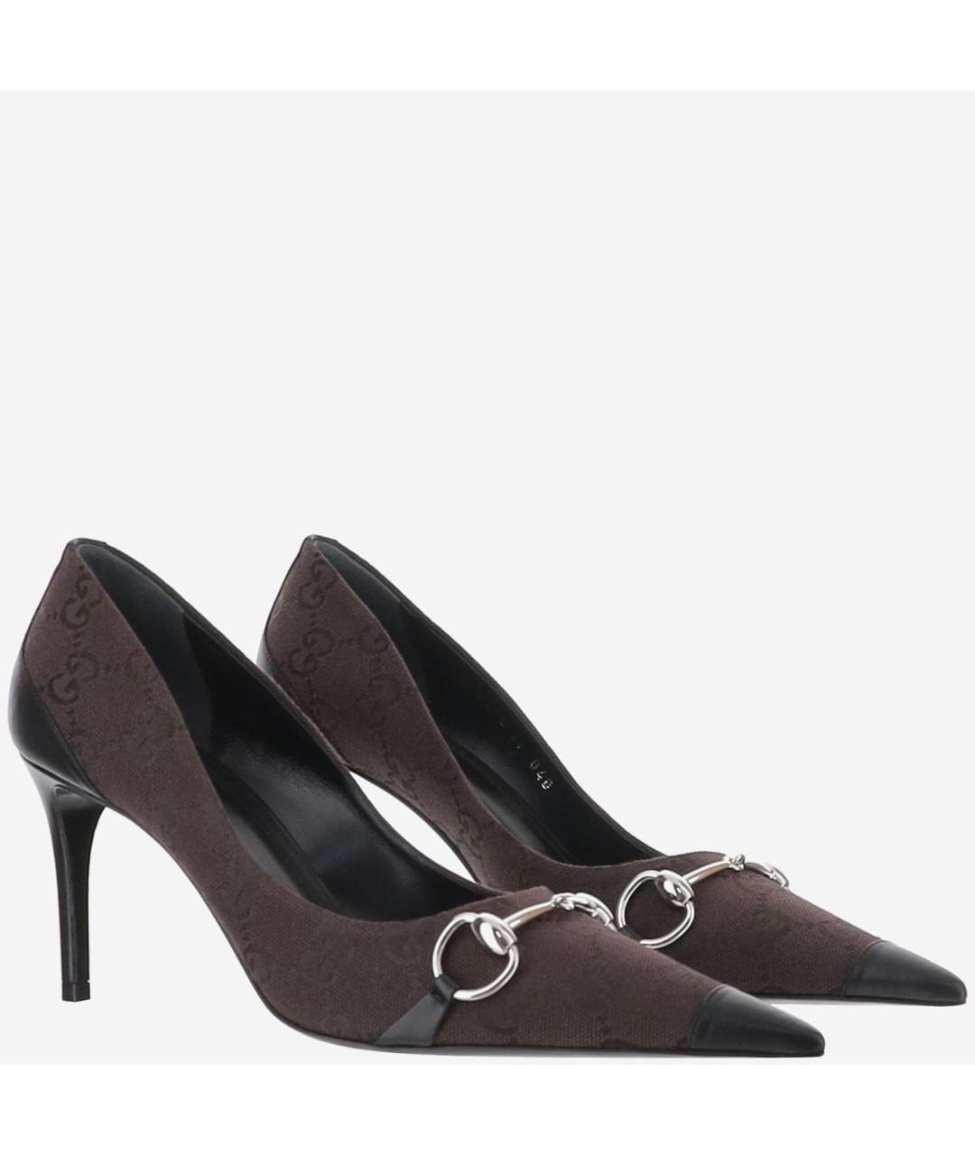 GUCCI Коричневые текстильные туфли, фото 2