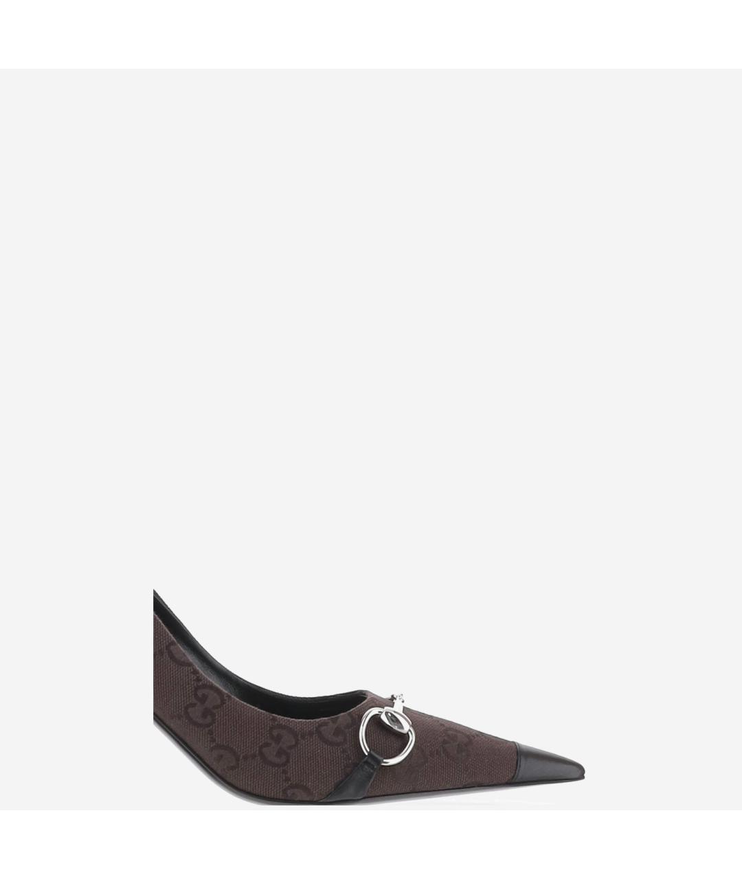 GUCCI Коричневые текстильные туфли, фото 4
