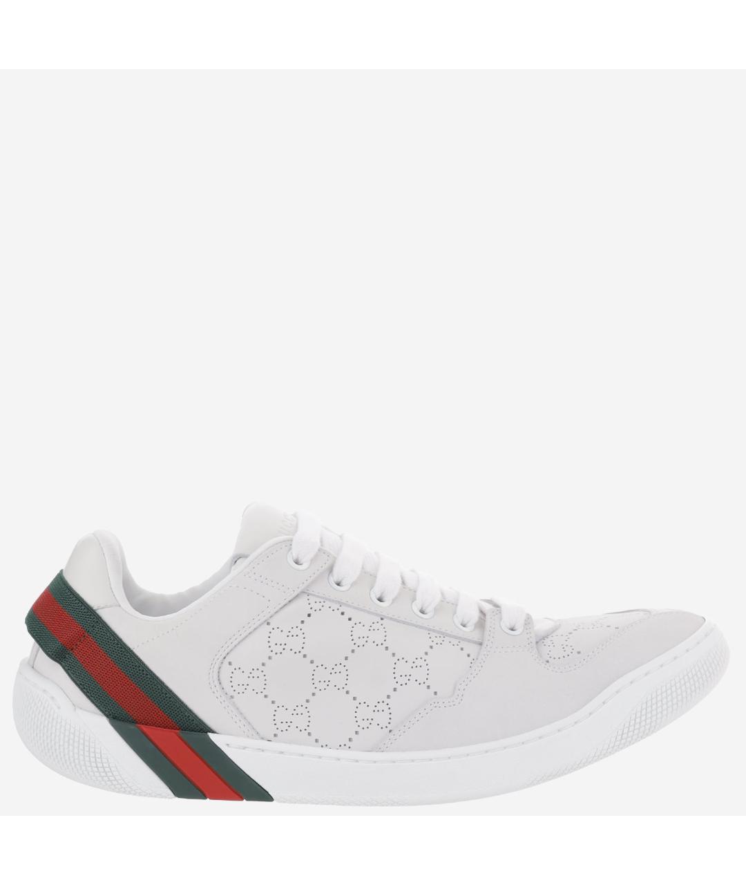 GUCCI Белые кожаные кроссовки, фото 6