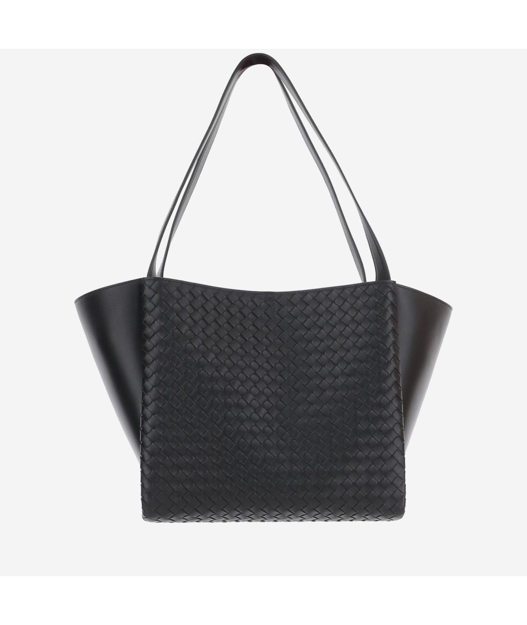 BOTTEGA VENETA Черная кожаная сумка тоут, фото 5