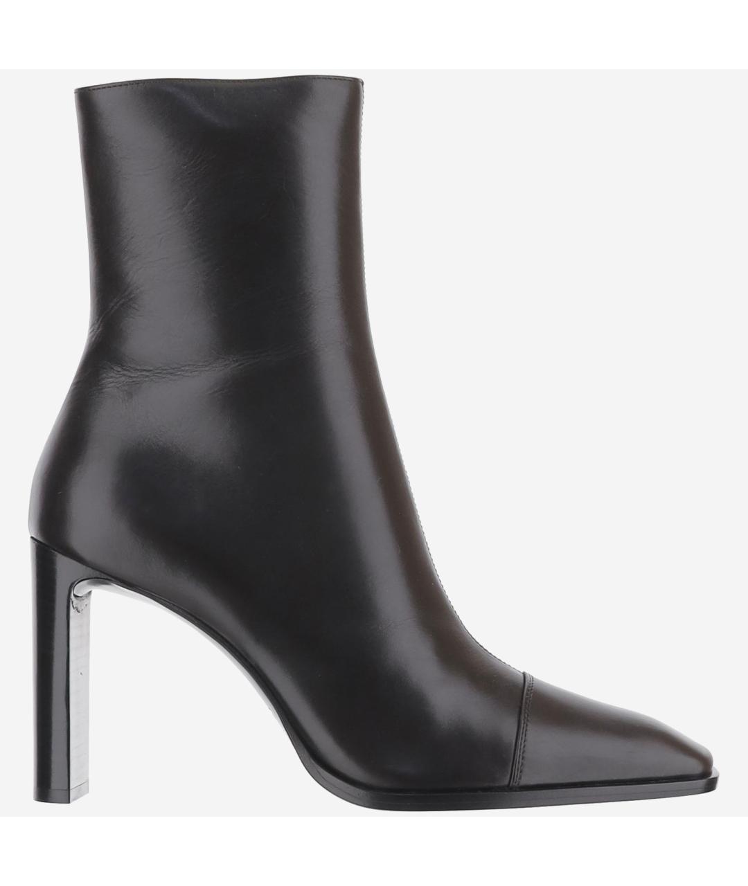 SAINT LAURENT Коричневые кожаные ботильоны, фото 5