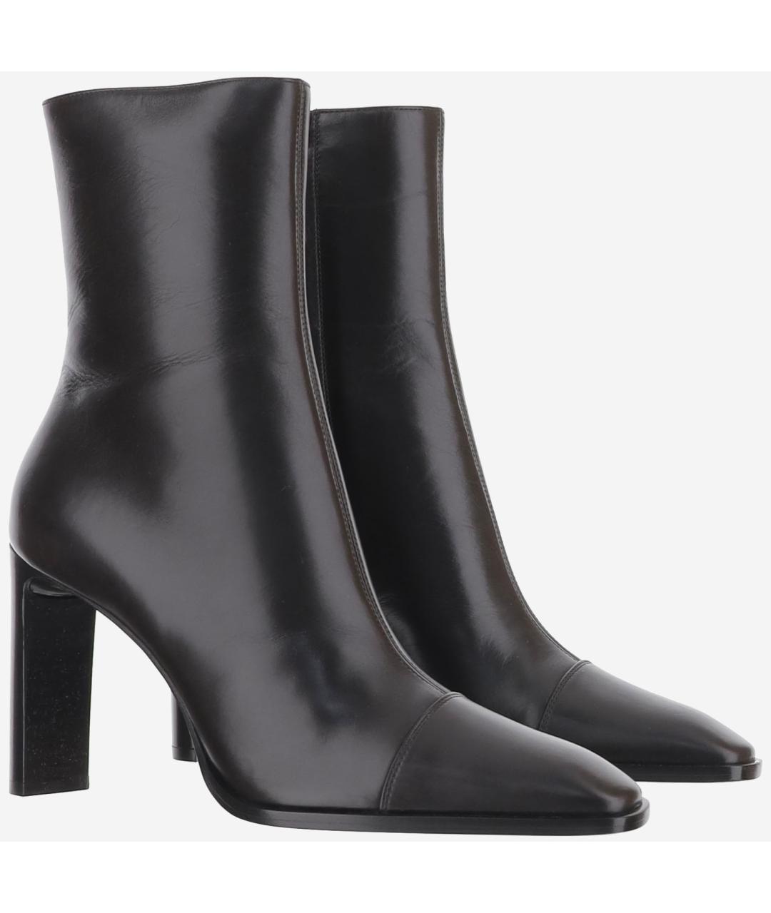 SAINT LAURENT Коричневые кожаные ботильоны, фото 2