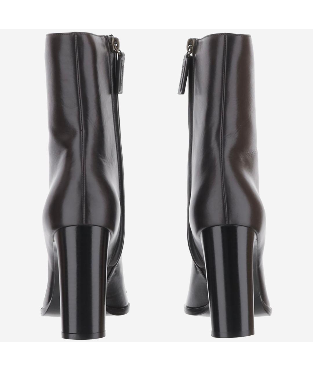 SAINT LAURENT Коричневые кожаные ботильоны, фото 3