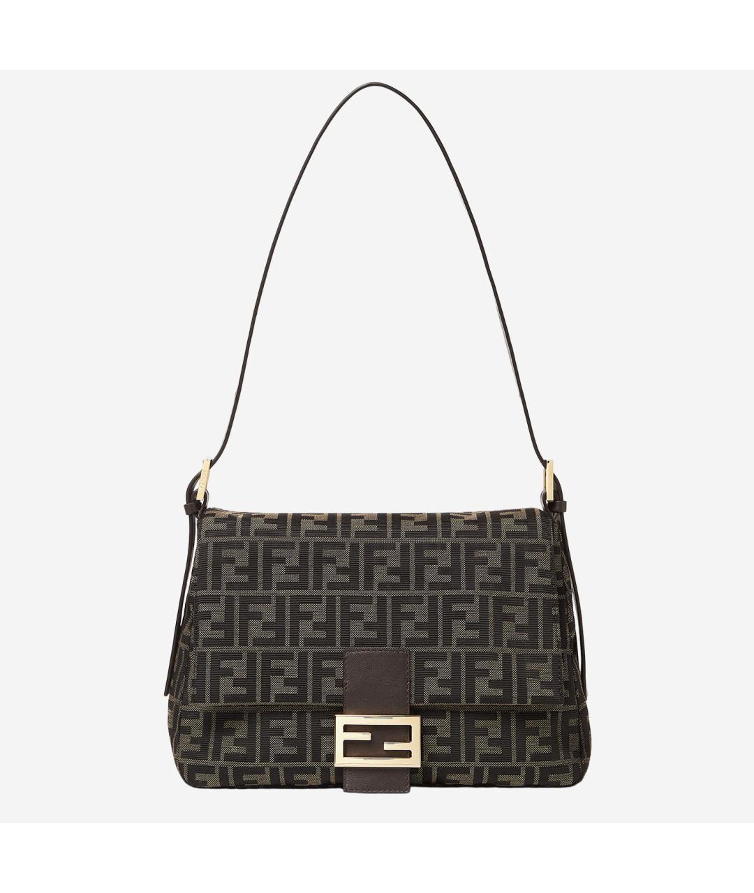 FENDI Коричневая сумка через плечо из канвы, фото 4