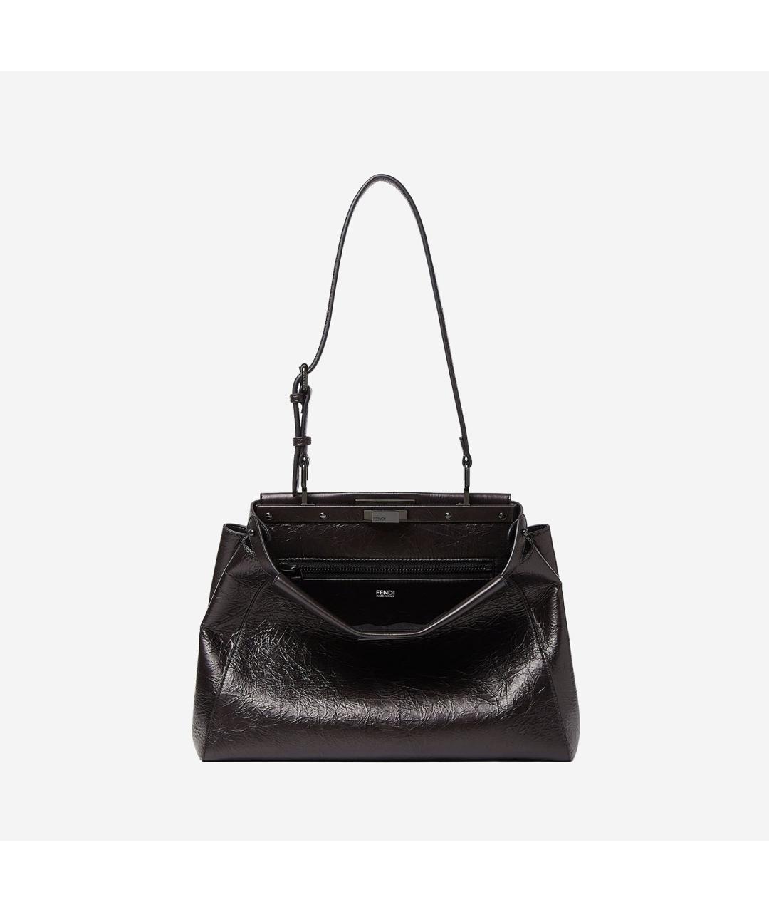 FENDI Черная кожаная сумка тоут, фото 5