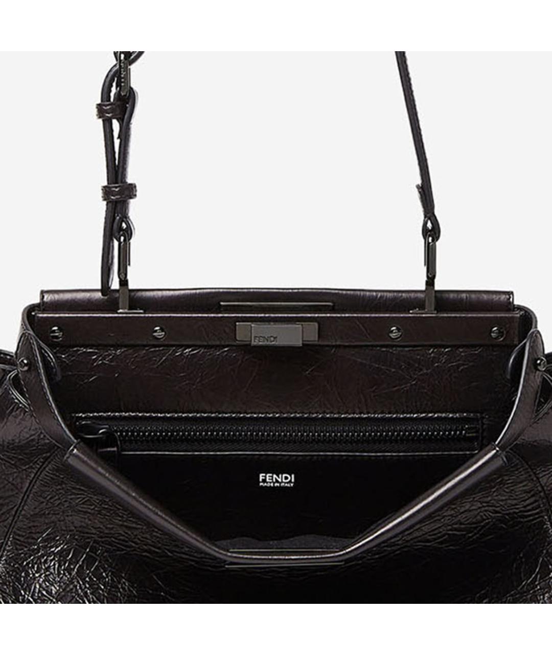 FENDI Черная кожаная сумка тоут, фото 4