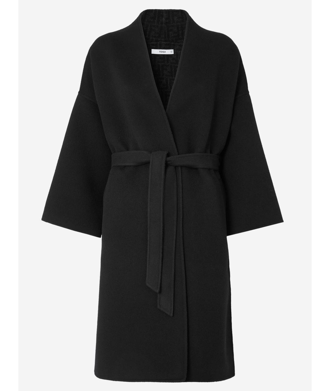 FENDI Черное шерстяное пальто, фото 4