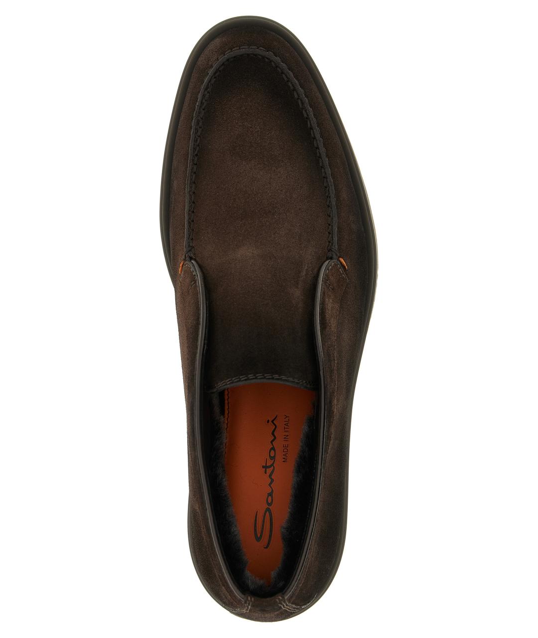 SANTONI Коричневые кожаные лоферы, фото 4