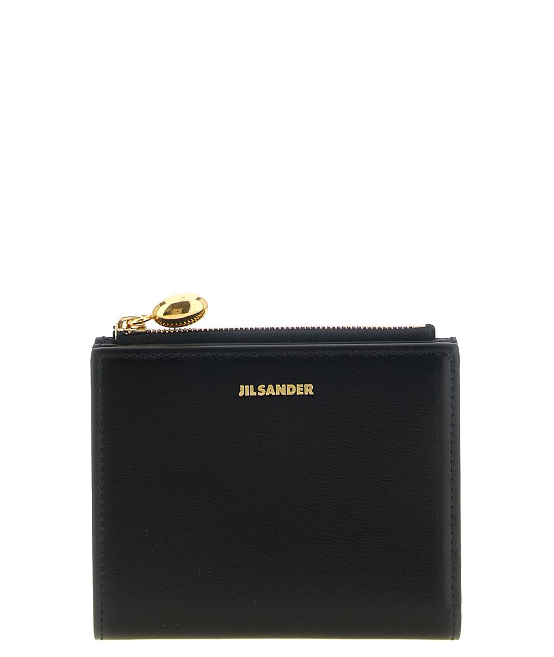 JIL SANDER Черный кожаный кошелек, фото 1