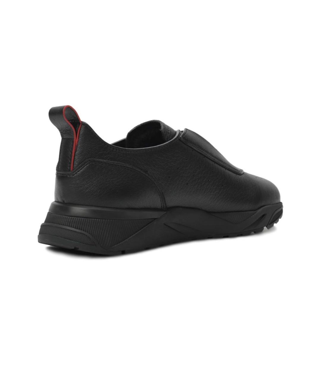 SANTONI Черные кожаные низкие кроссовки / кеды, фото 3