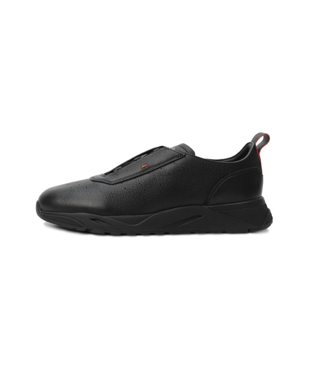 SANTONI Черные кожаные низкие кроссовки / кеды, фото 6