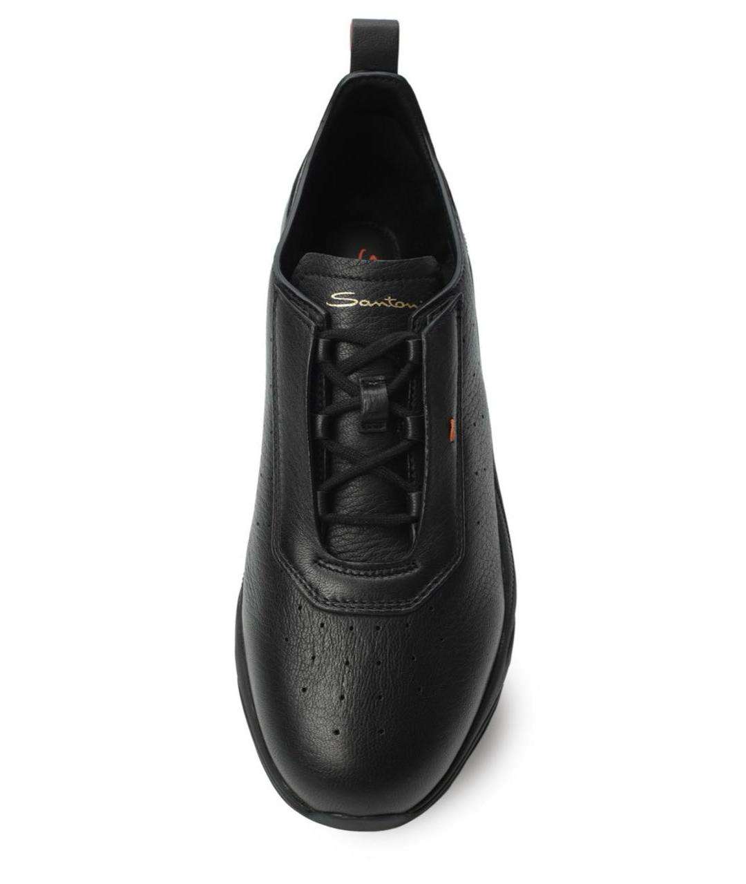 SANTONI Черные кожаные низкие кроссовки / кеды, фото 4
