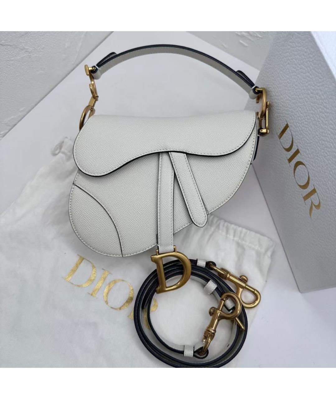 CHRISTIAN DIOR Белая кожаная сумка с короткими ручками, фото 9