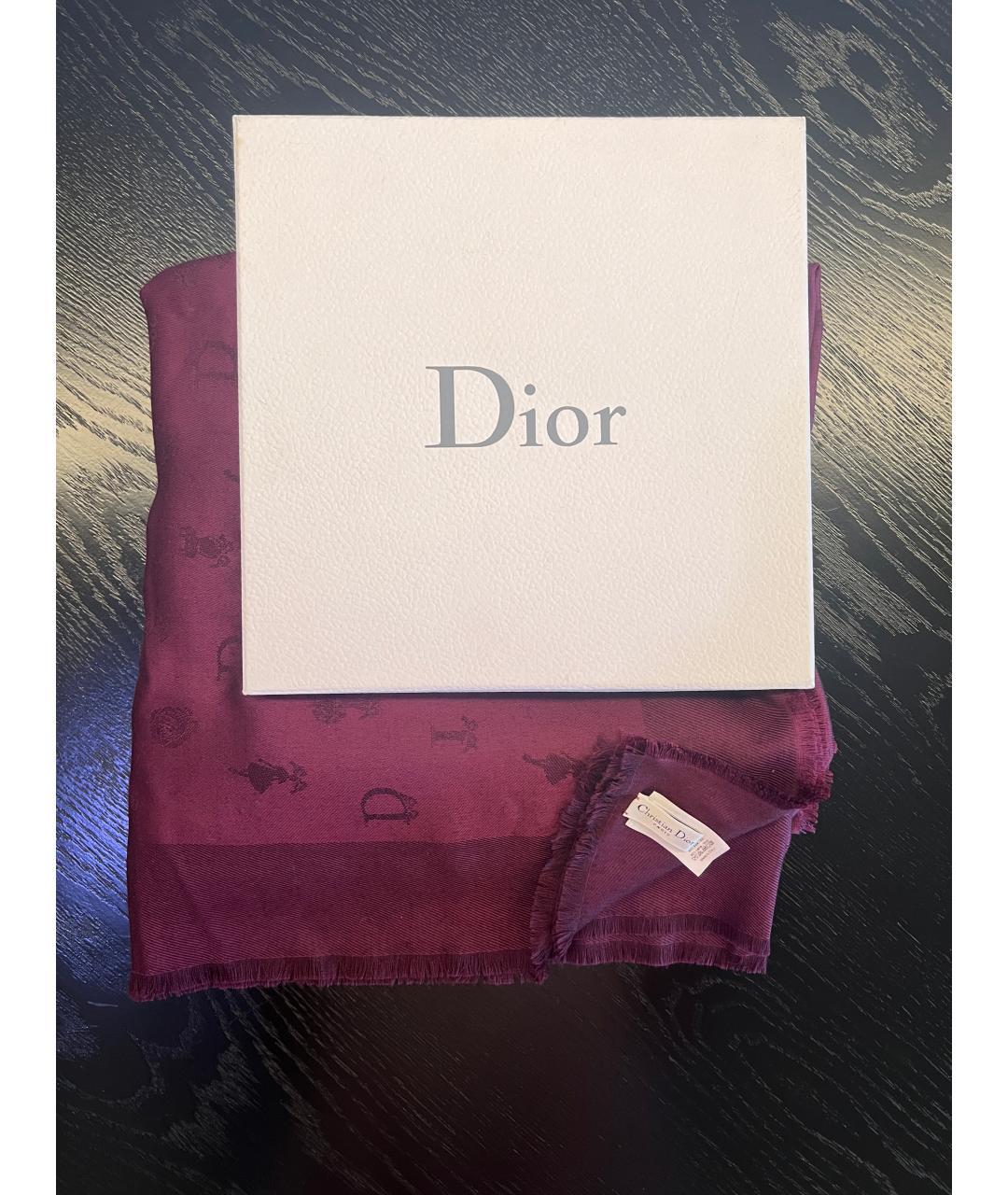 CHRISTIAN DIOR Фиолетовый шелковый платок, фото 4
