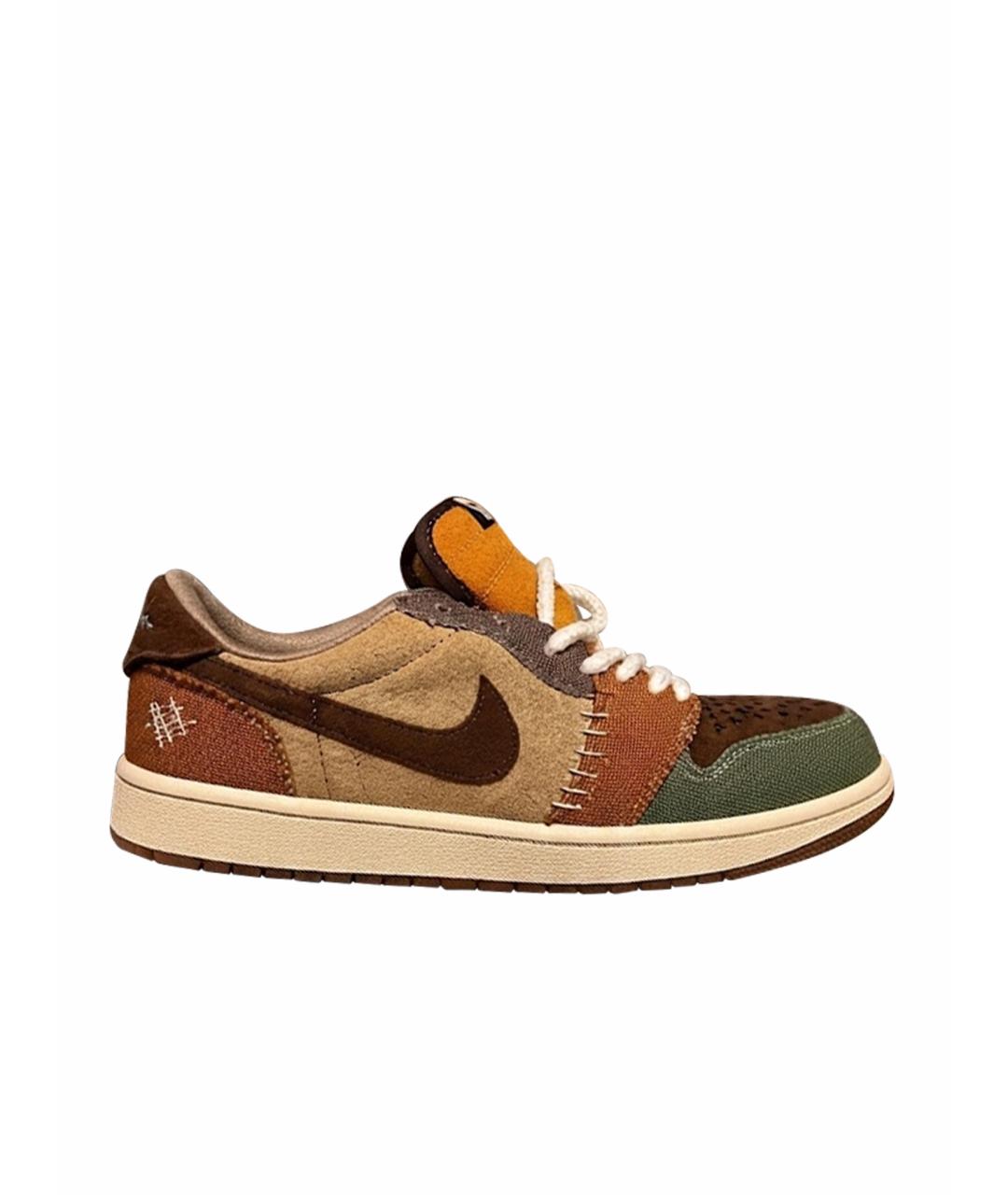 NIKE Коричневые текстильные низкие кроссовки / кеды, фото 1