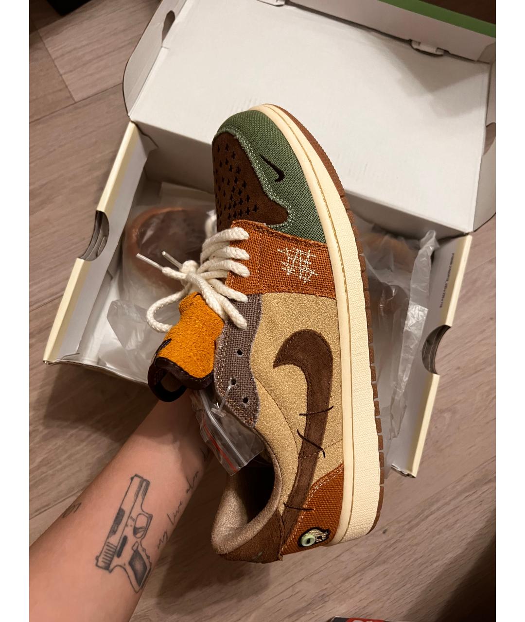 NIKE Коричневые текстильные низкие кроссовки / кеды, фото 2
