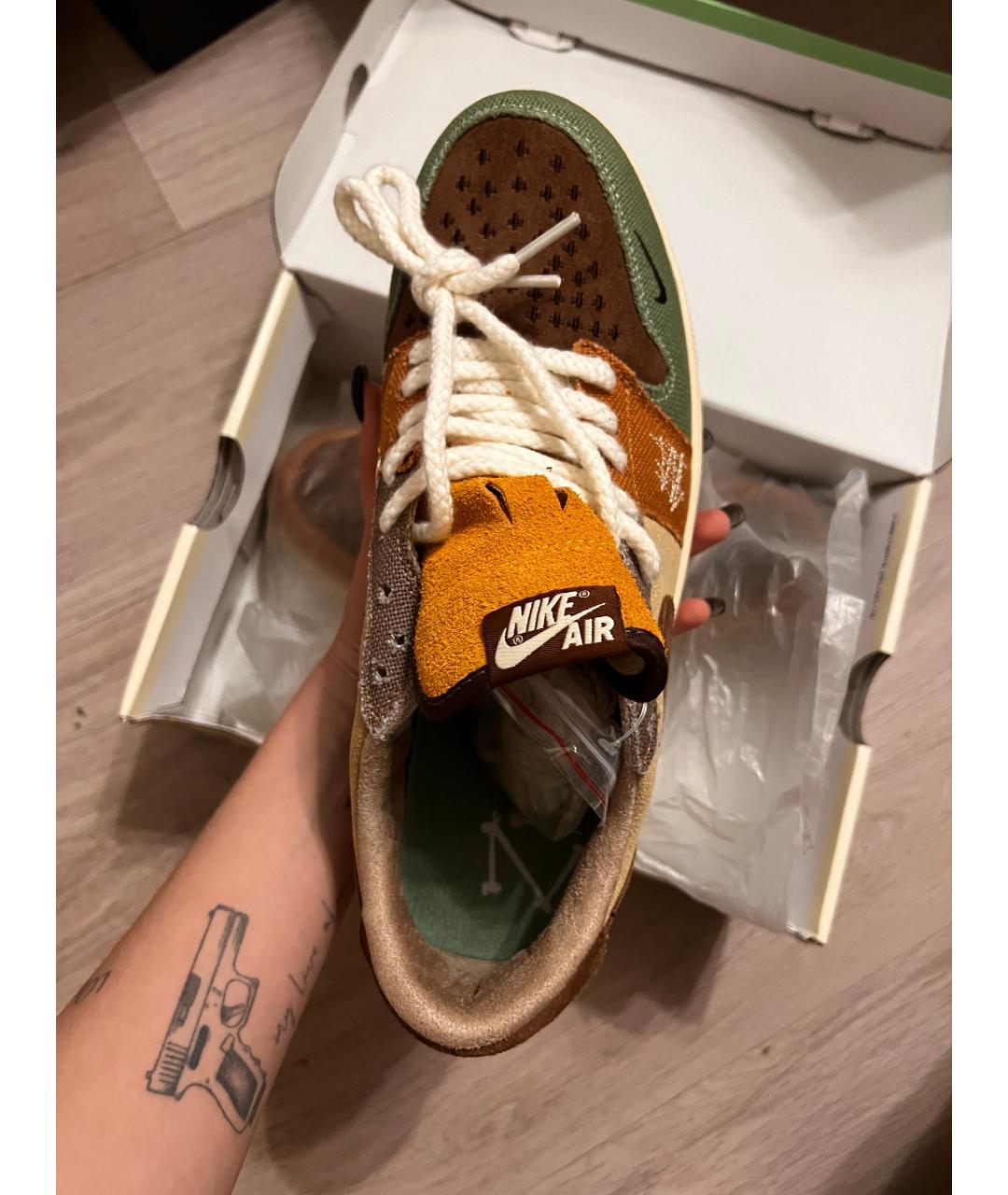 NIKE Коричневые текстильные низкие кроссовки / кеды, фото 3