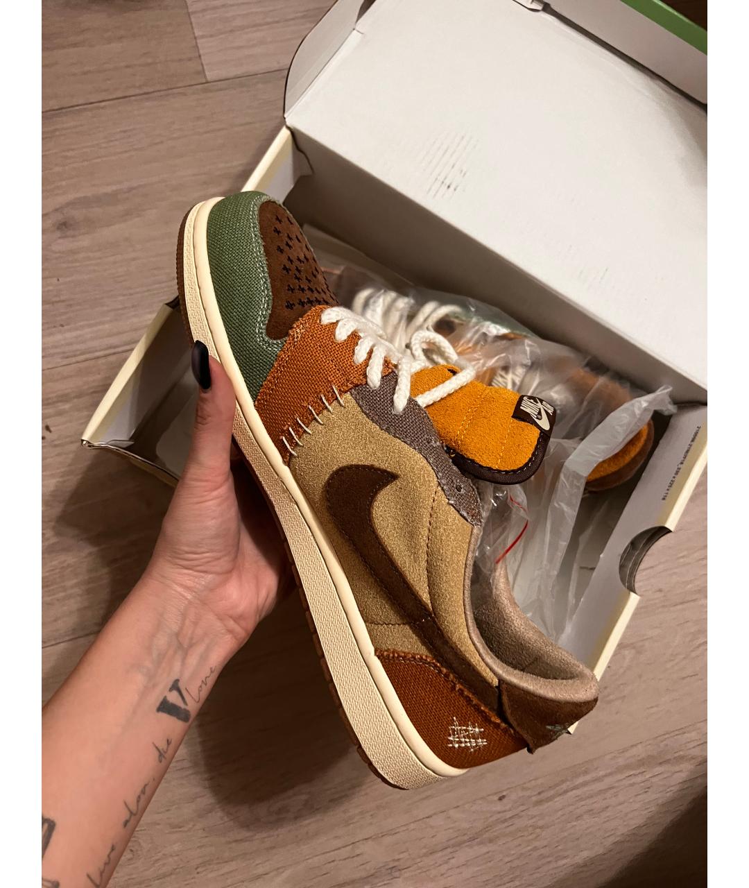 NIKE Коричневые текстильные низкие кроссовки / кеды, фото 6