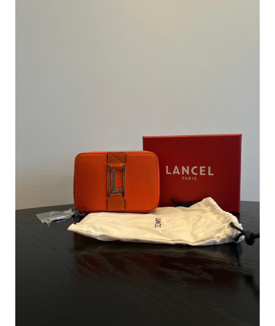 LANCEL Оранжевый кожаный кошелек, фото 6
