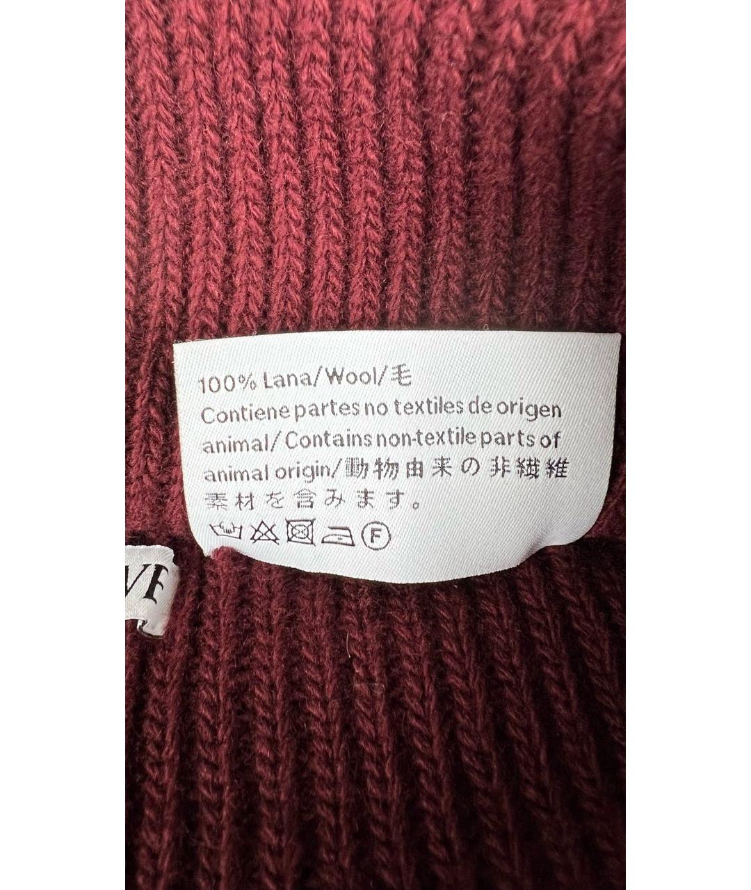 LOEWE Бордовая шерстяная шапка, фото 4
